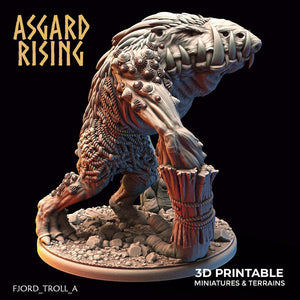 3D Printed Asgard Rising Fjord Troll Set 28 32 mm Wargaming DnD - Charming Terrain