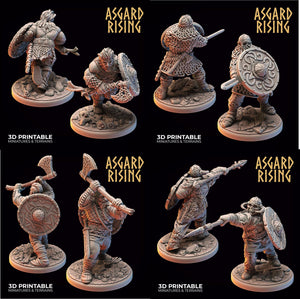 3D Printed Asgard Rising Midgard Viking Shieldman Set 28 32 mm Wargaming DnD - Charming Terrain