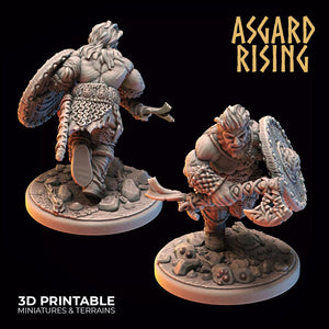 3D Printed Asgard Rising Midgard Viking Shieldman Set 28 32 mm Wargaming DnD - Charming Terrain