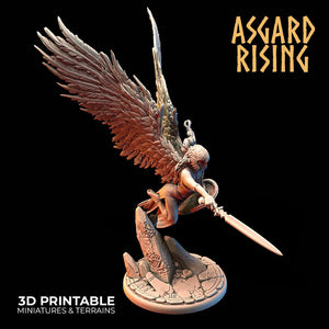 3D Printed Asgard Rising Rangrid the Winged Valkyrie 28 32 mm Wargaming DnD - Charming Terrain