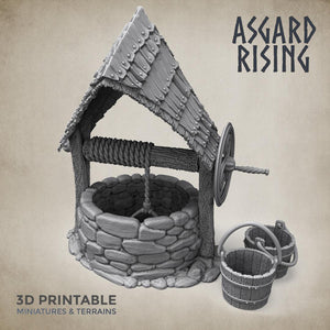 3D Printed Asgard Rising Roof Water Well 28 32 mm Wargaming DnD - Charming Terrain