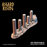 3D Printed Asgard Rising The Coastal Harbor Breakwater Set 28 32 mm Wargaming DnD - Charming Terrain