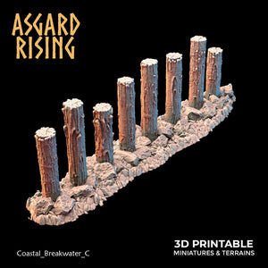 3D Printed Asgard Rising The Coastal Harbor Breakwater Set 28 32 mm Wargaming DnD - Charming Terrain