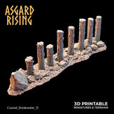 3D Printed Asgard Rising The Coastal Harbor Breakwater Set 28 32 mm Wargaming DnD - Charming Terrain