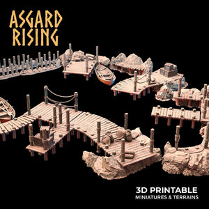 3D Printed Asgard Rising The Coastal Harbor Pier Set 28 32 mm Wargaming DnD - Charming Terrain