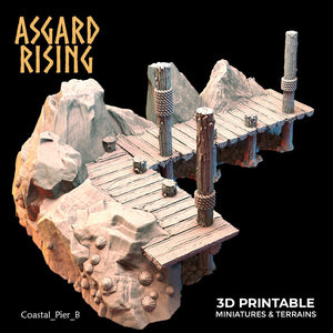 3D Printed Asgard Rising The Coastal Harbor Pier Set 28 32 mm Wargaming DnD - Charming Terrain