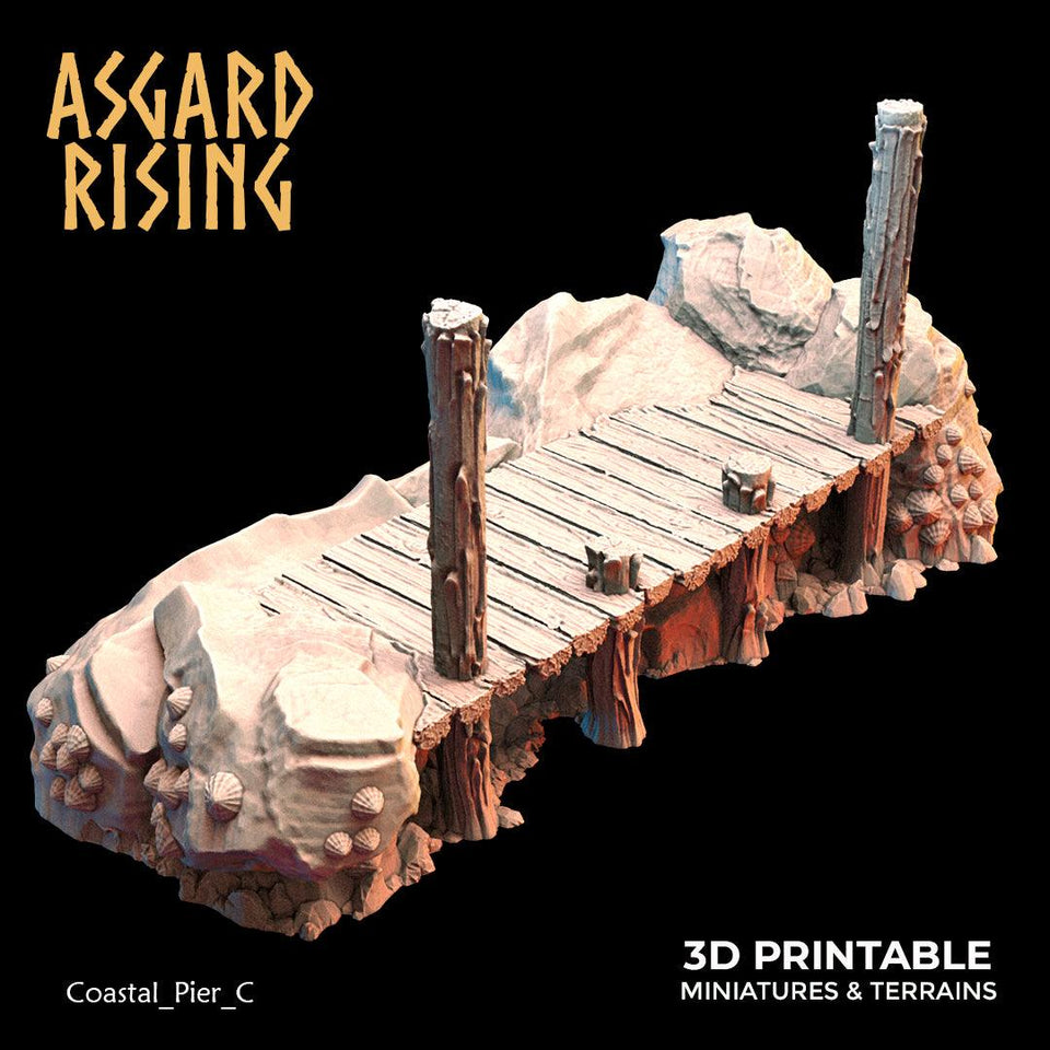 3D Printed Asgard Rising The Coastal Harbor Pier Set 28 32 mm Wargaming DnD - Charming Terrain