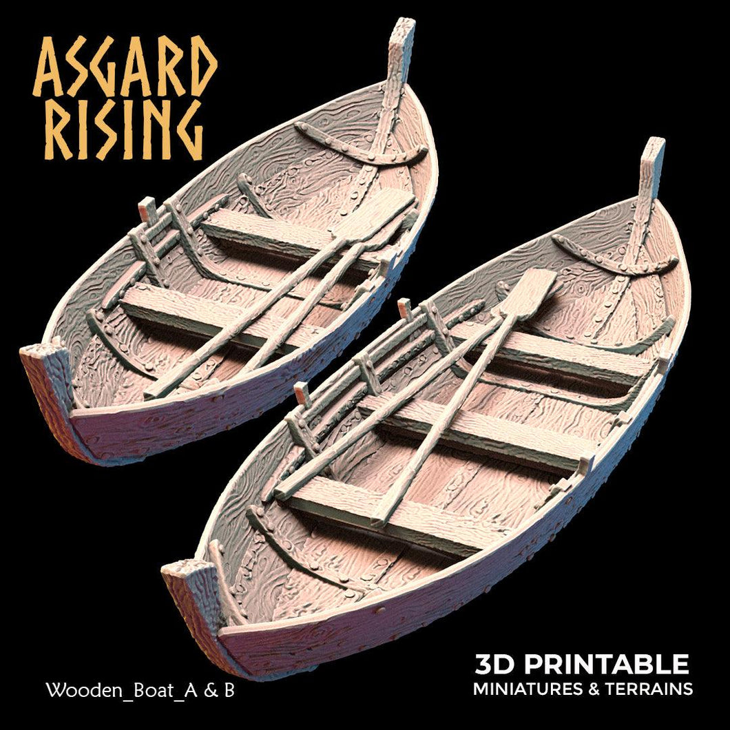 3D Printed Asgard Rising The Coastal Harbor Wooden Boat Set 28 32 mm Wargaming DnD - Charming Terrain