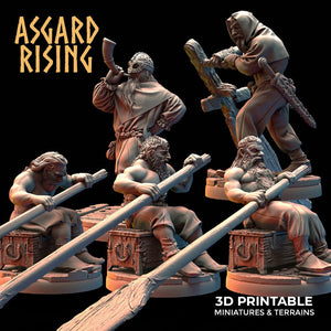 3D Printed Asgard Rising Viking Sailors Rowers 28 32 mm Wargaming DnD - Charming Terrain