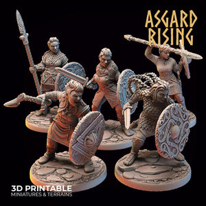 3D Printed Asgard Rising Viking Shieldmaidens Set 1 Viking Shieldmaidens Sets 28 32 mm Wargaming DnD - Charming Terrain