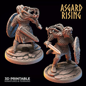 3D Printed Asgard Rising Viking Shieldmaidens Set 1 Viking Shieldmaidens Sets 28 32 mm Wargaming DnD - Charming Terrain