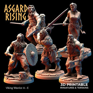 3D Printed Asgard Rising Viking Warriors Set 1 28 32 mm Wargaming DnD - Charming Terrain