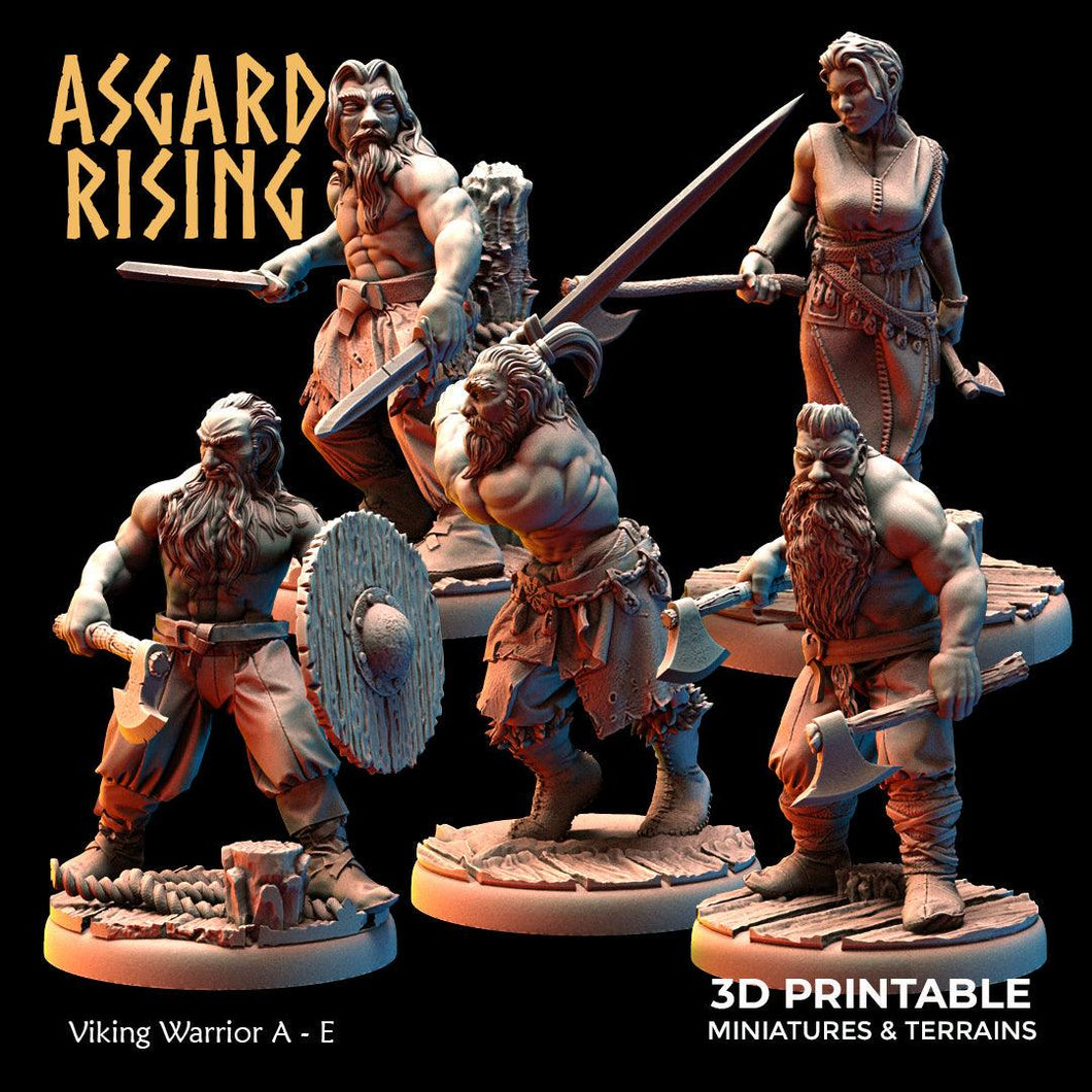 3D Printed Asgard Rising Viking Warriors Set 1 28 32 mm Wargaming DnD - Charming Terrain