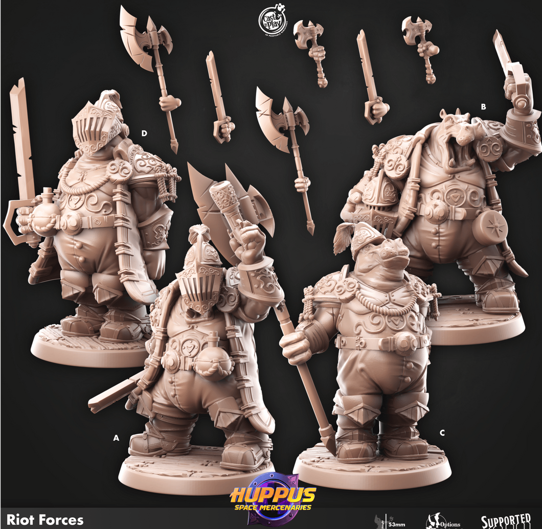 3D Printed Cast n Play 620 Riot Forces Huppus, Space Mercenaries Set 28mm 32mm D&D - Charming Terrain