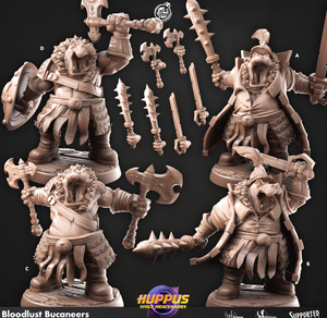 3D Printed Cast n Play 626 Bloodlust Bucaneers Huppus, Space Mercenaries Set 28mm 32mm D&D - Charming Terrain