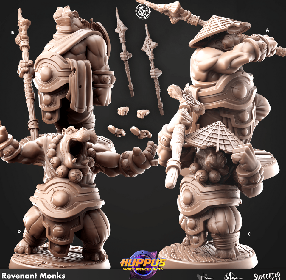 3D Printed Cast n Play 633 Revenant Monks Huppus, Space Mercenaries Set 28mm 32mm D&D - Charming Terrain