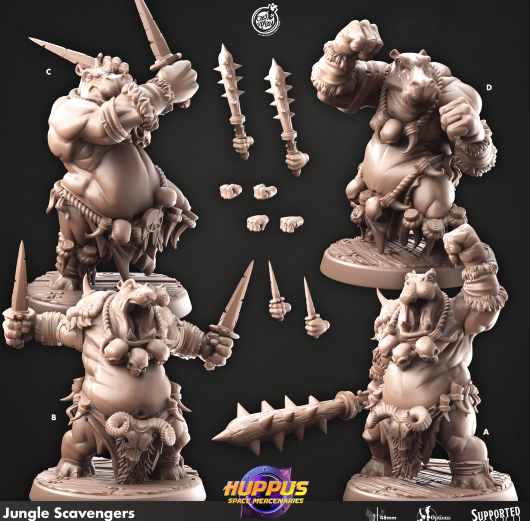 3D Printed Cast n Play 634 Jungle Scavengers Huppus, Space Mercenaries Set 28mm 32mm D&D - Charming Terrain