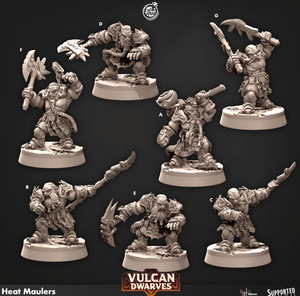 3D Printed Cast n Play 675 Heat Maulers Vulcan Dwarves Set 28mm 32mm D&D - Charming Terrain