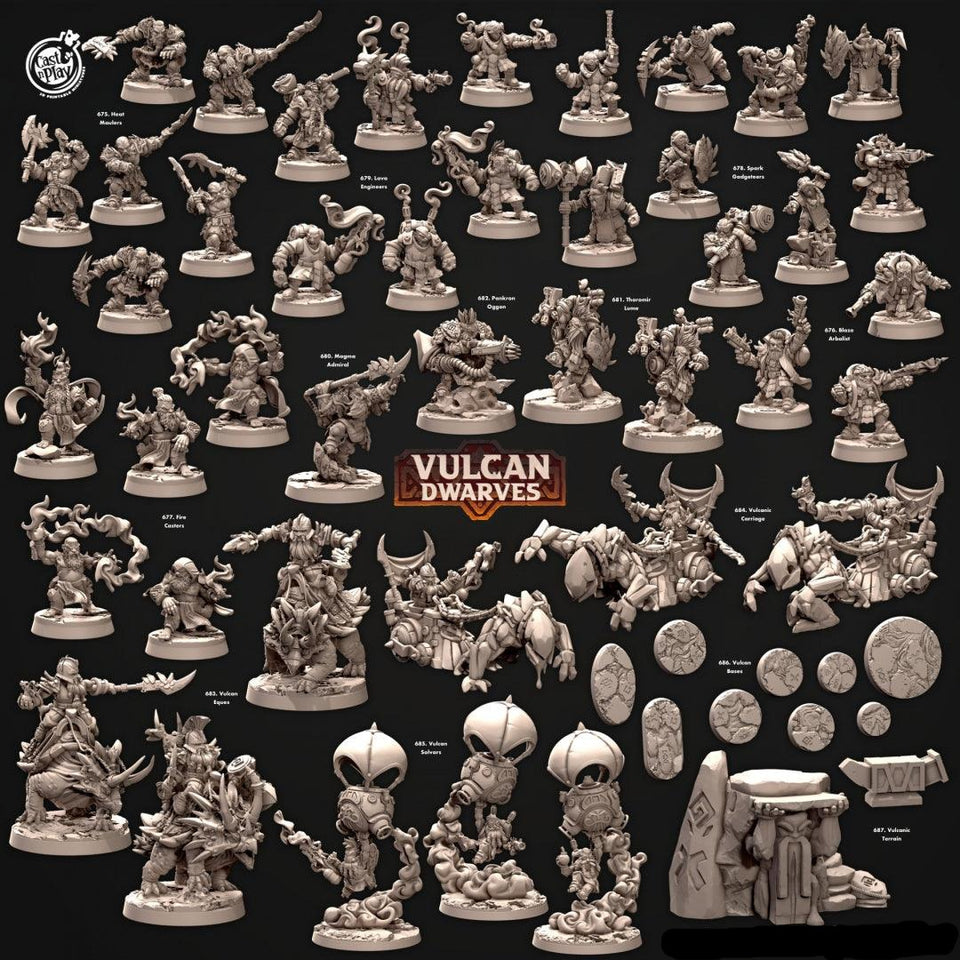 3D Printed Cast n Play 675 Heat Maulers Vulcan Dwarves Set 28mm 32mm D&D - Charming Terrain