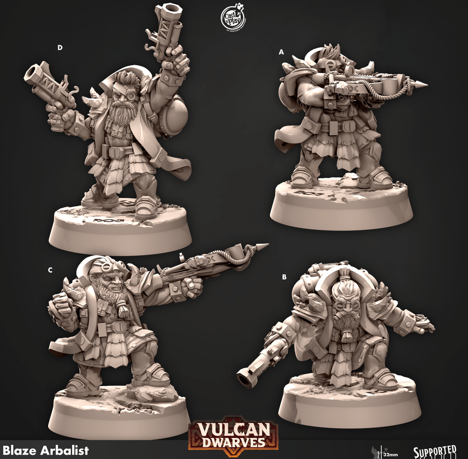 3D Printed Cast n Play 676 Blaze Arbalist Vulcan Dwarves Set 28mm 32mm D&D - Charming Terrain