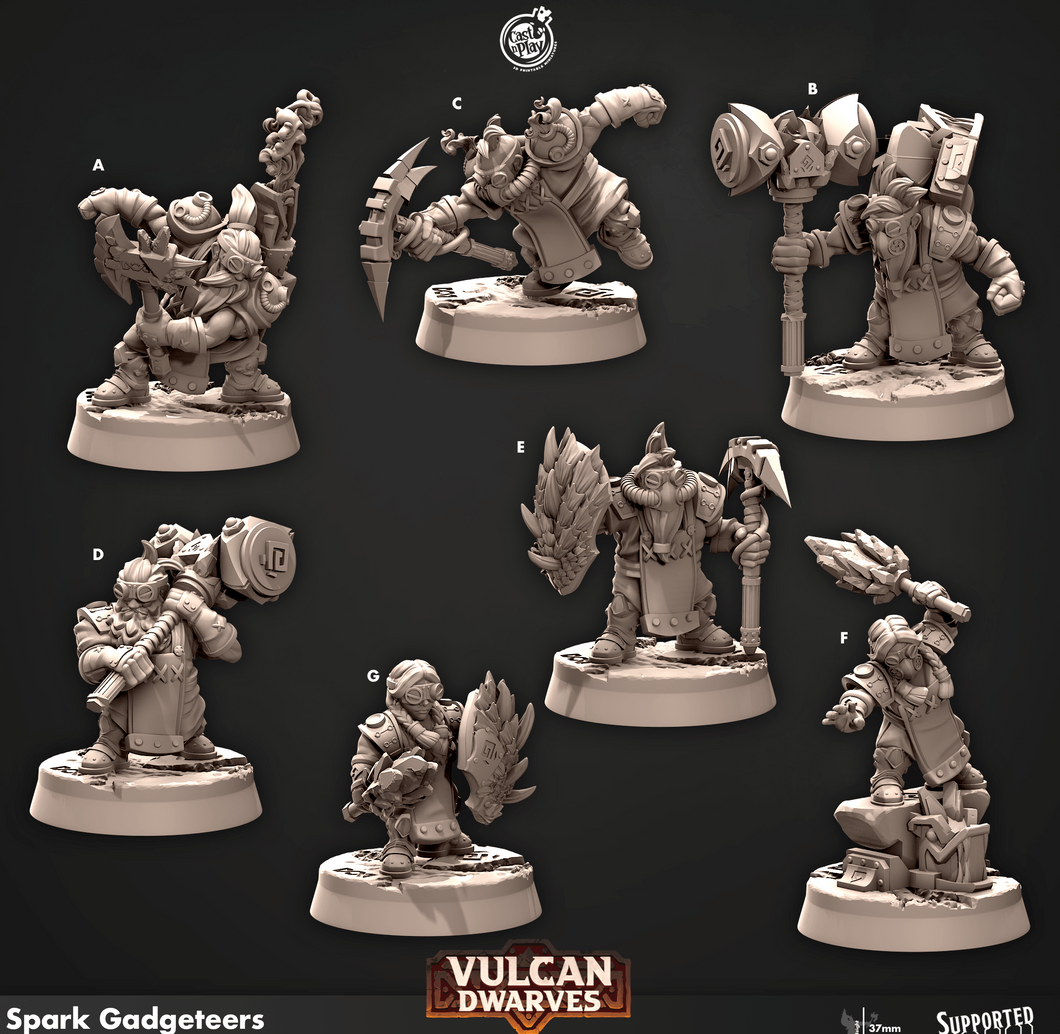 3D Printed Cast n Play 678 Spark Gadgeteers Vulcan Dwarves Set 28mm 32mm D&D - Charming Terrain