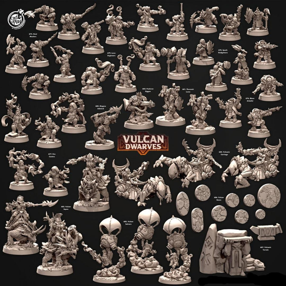 3D Printed Cast n Play 678 Spark Gadgeteers Vulcan Dwarves Set 28mm 32mm D&D - Charming Terrain