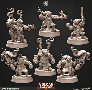 3D Printed Cast n Play 679_Lava Engineers Vulcan Dwarves Set 28mm 32mm D&D - Charming Terrain