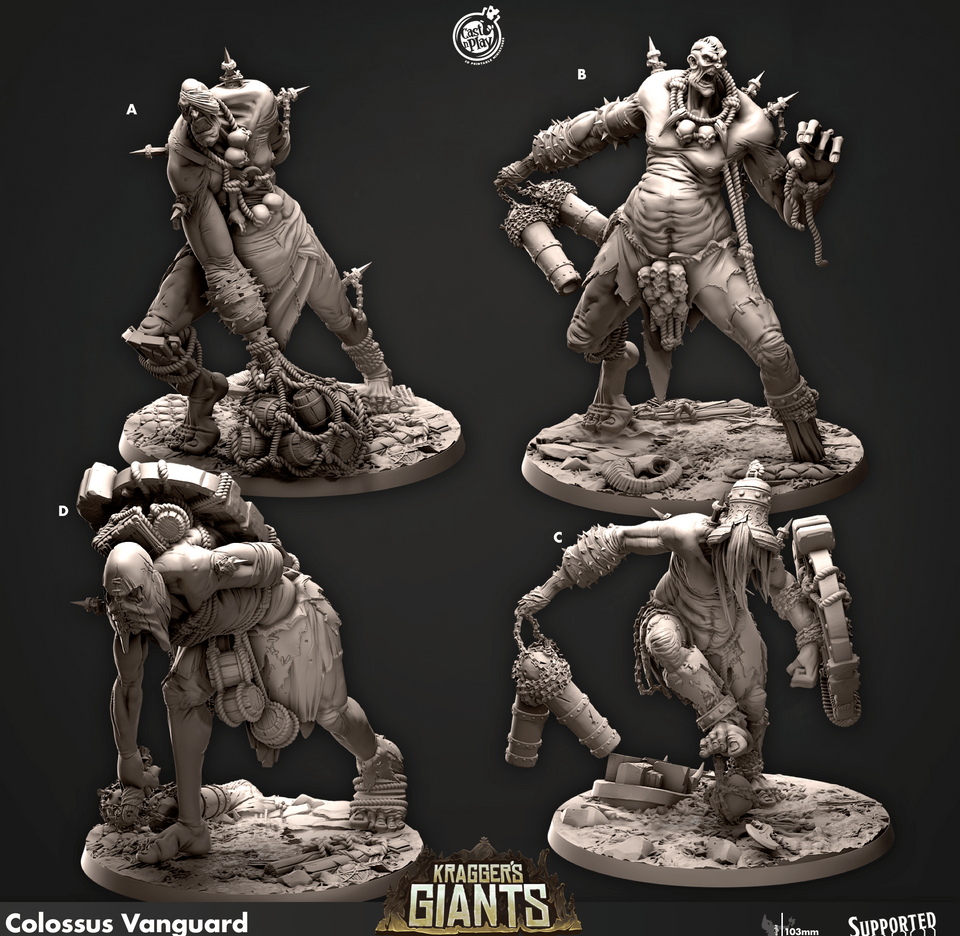 3D Printed Cast n Play 691 Colossus Vanguard Kragger's Giants Set 28mm 32mm D&D - Charming Terrain