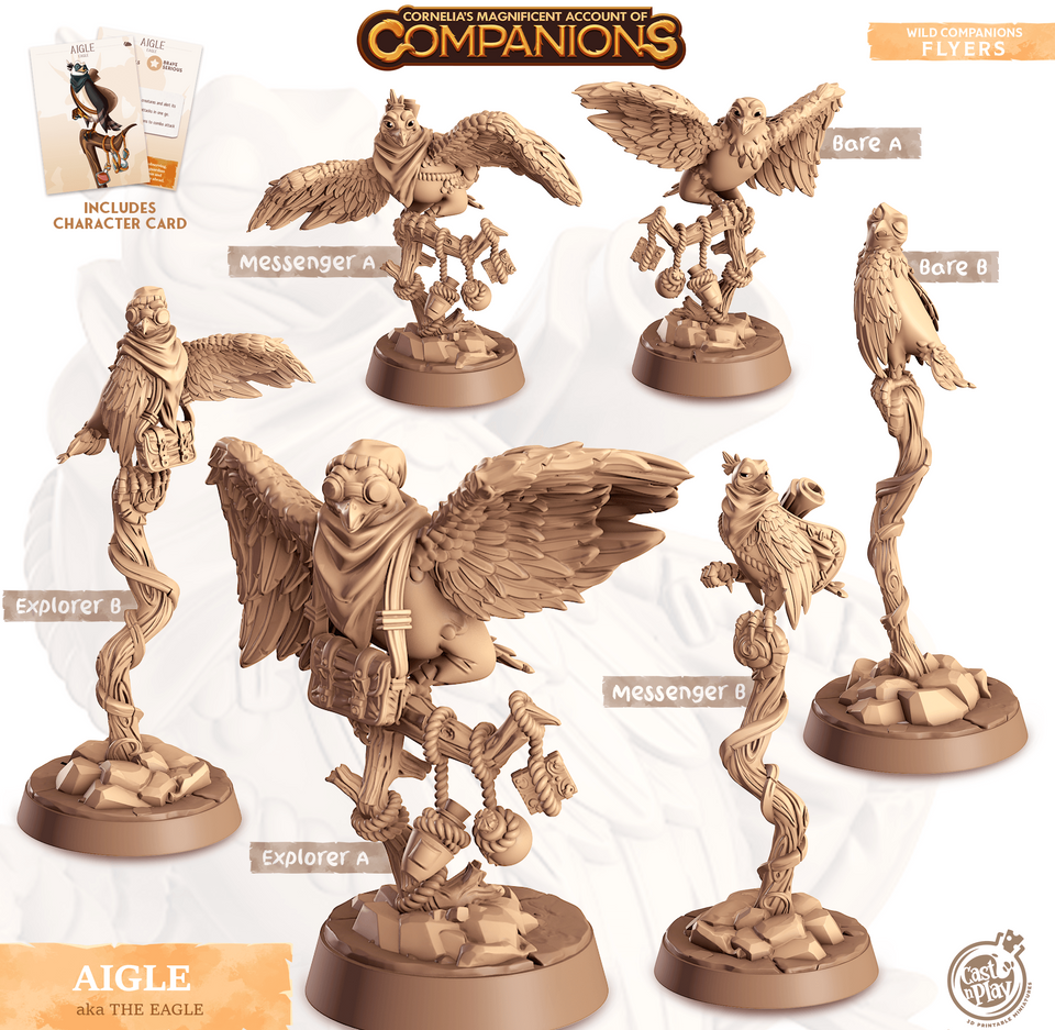 3D Printed Cast n Play Aigle - Eagle Companions 28mm 32mm D&D - Charming Terrain