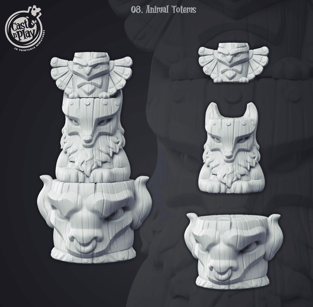 3D Printed Cast n Play Animal Totems 28mm 32mm D&D - Charming Terrain