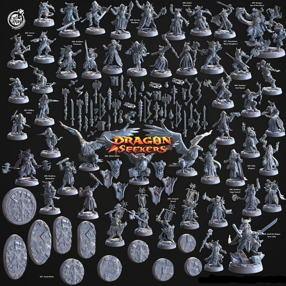 3D Printed Cast n Play Barrab Wardens Dragon Seekers Set 28mm 32mm D&D - Charming Terrain