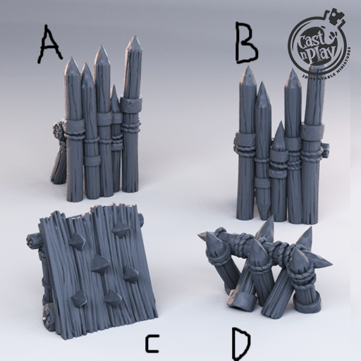 3D Printed Cast n Play - Barricades 28mm 32mm D&D - Charming Terrain