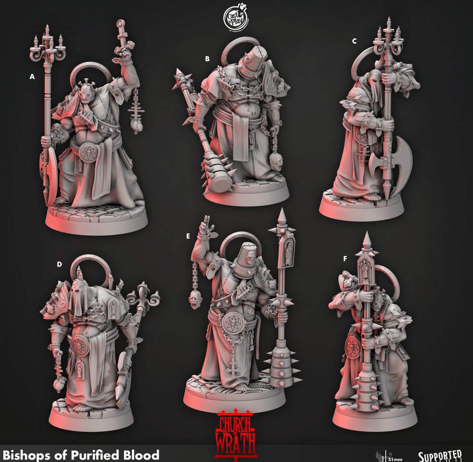 3D Printed Cast n Play Bishops of Purified Blood Church of Wrath 28mm 32mm D&D - Charming Terrain