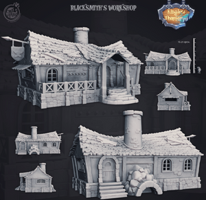 3D Printed Cast n Play Blacksmith's Workshop Kingdom Of Thamarya 28mm 32mm D&D - Charming Terrain