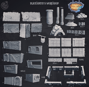 3D Printed Cast n Play Blacksmith's Workshop Kingdom Of Thamarya 28mm 32mm D&D - Charming Terrain