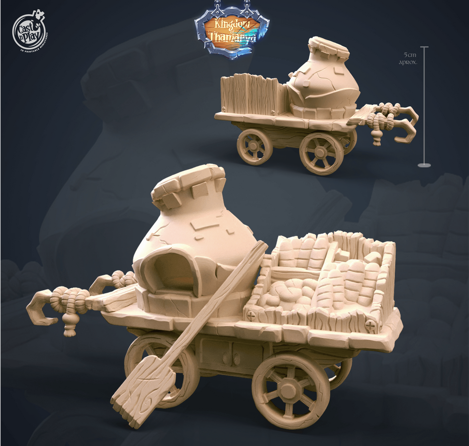 3D Printed Cast n Play Bread Cart Kingdom Of Thamarya 28mm 32mm D&D - Charming Terrain