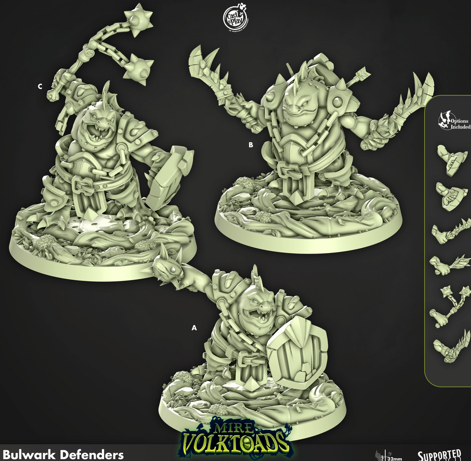 3D Printed Cast n Play Bulwark Defenders Mire Volktoads Set 28mm 32mm D&D - Charming Terrain