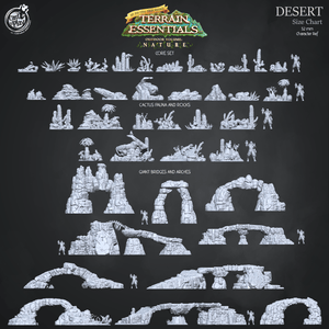 3D Printed Cast n Play Cactus, Fauna and Rocks Desert Terrain Set Terrain Essentials Nature 28mm 32mm D&D - Charming Terrain