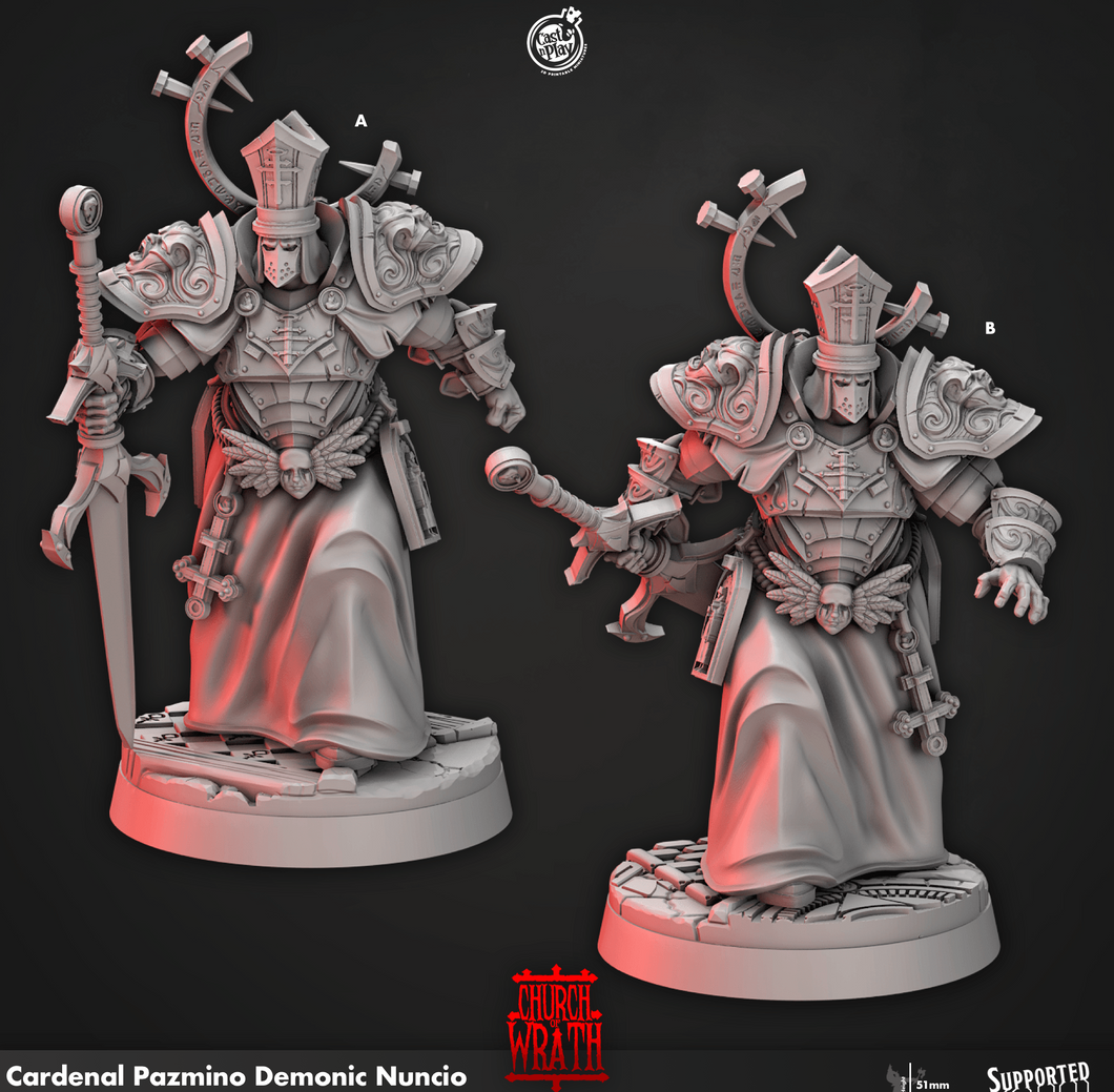 3D Printed Cast n Play Cardinal Pazmino Demonic Nuncio Church of Wrath 28mm 32mm D&D - Charming Terrain