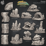 3D Printed Cast n Play Caves, Flowers and Path Forest Terrain Set Terrain Essentials Nature 28mm 32mm D&D - Charming Terrain