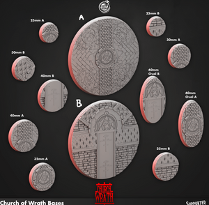 3D Printed Cast n Play Church Of Wrath Bases Set 28mm 32mm D&D - Charming Terrain