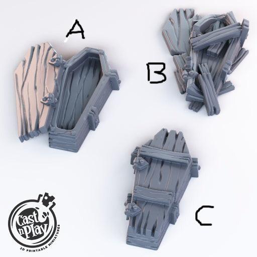 3D Printed Cast n Play - Coffins 28mm 32mm D&D - Charming Terrain