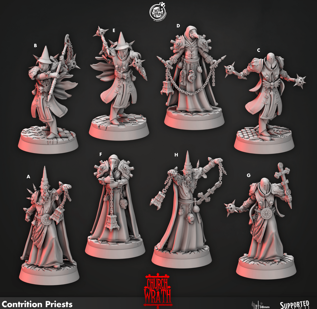 3D Printed Cast n Play Contrition Priests Church of Wrath 28mm 32mm D&D - Charming Terrain