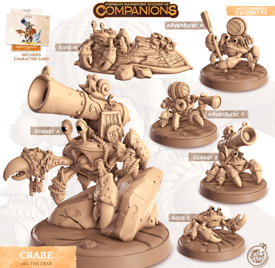 3D Printed Cast n Play Crabe - Crab Companions 28mm 32mm D&D - Charming Terrain