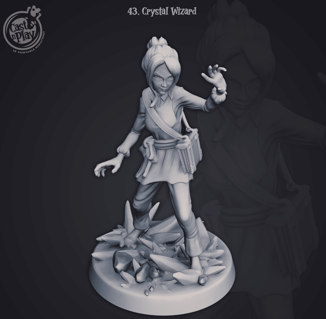 3D Printed Cast n Play Crystal Wizard 28mm 32mm D&D - Charming Terrain