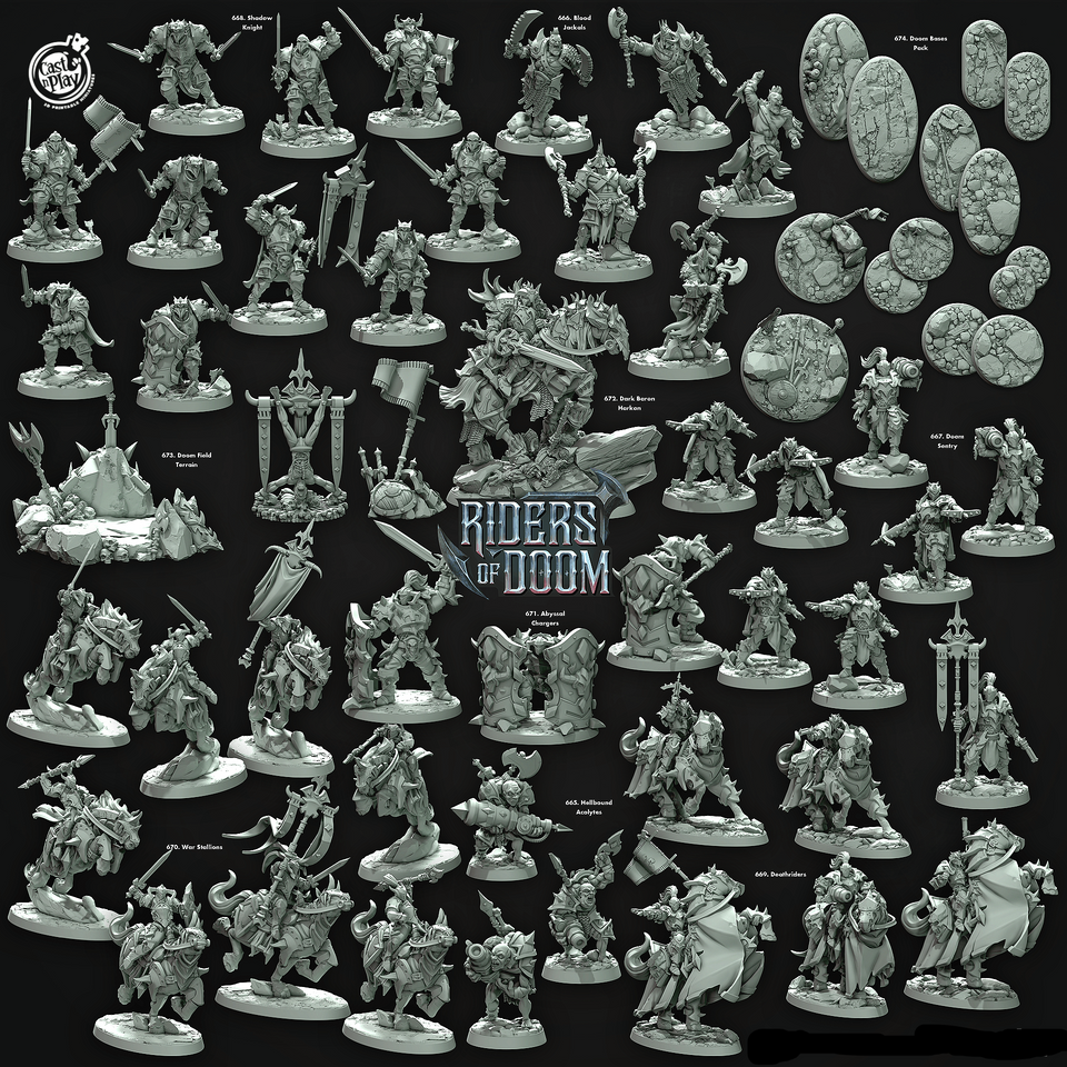 3D Printed Cast n Play Dark Baron Harkon Riders of Doom Set 28mm 32mm D&D - Charming Terrain