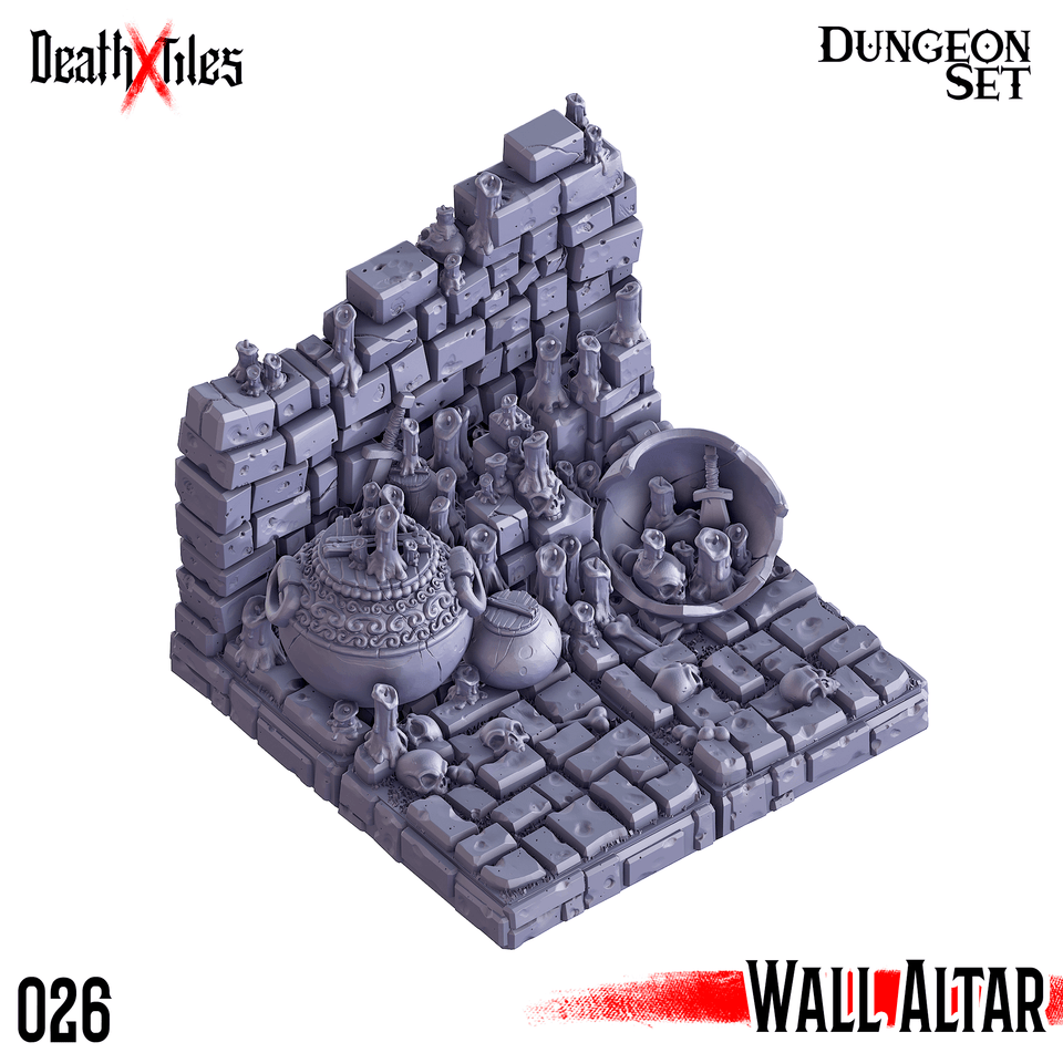 3D Printed Cast n Play Death x Tiles - Straight Walls Set 28mm 32mm D&D - Charming Terrain