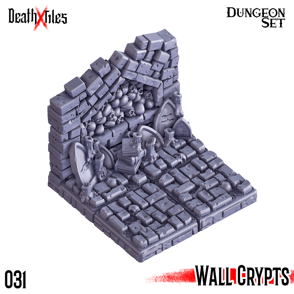 3D Printed Cast n Play Death x Tiles - Straight Walls Set 28mm 32mm D&D - Charming Terrain