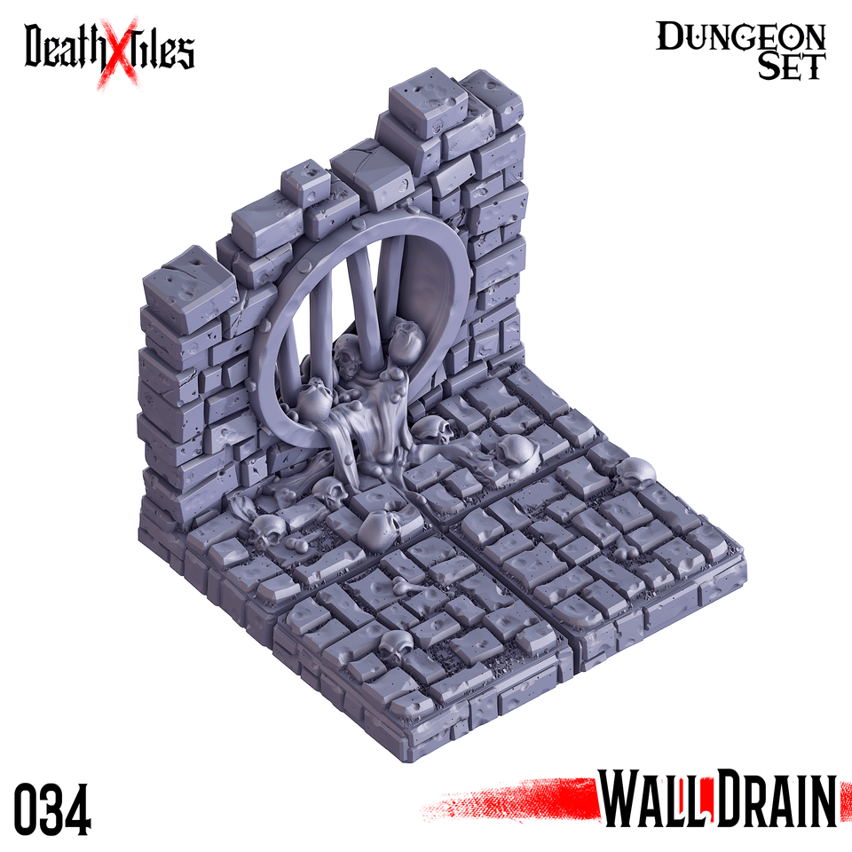 3D Printed Cast n Play Death x Tiles - Straight Walls Set 28mm 32mm D&D - Charming Terrain