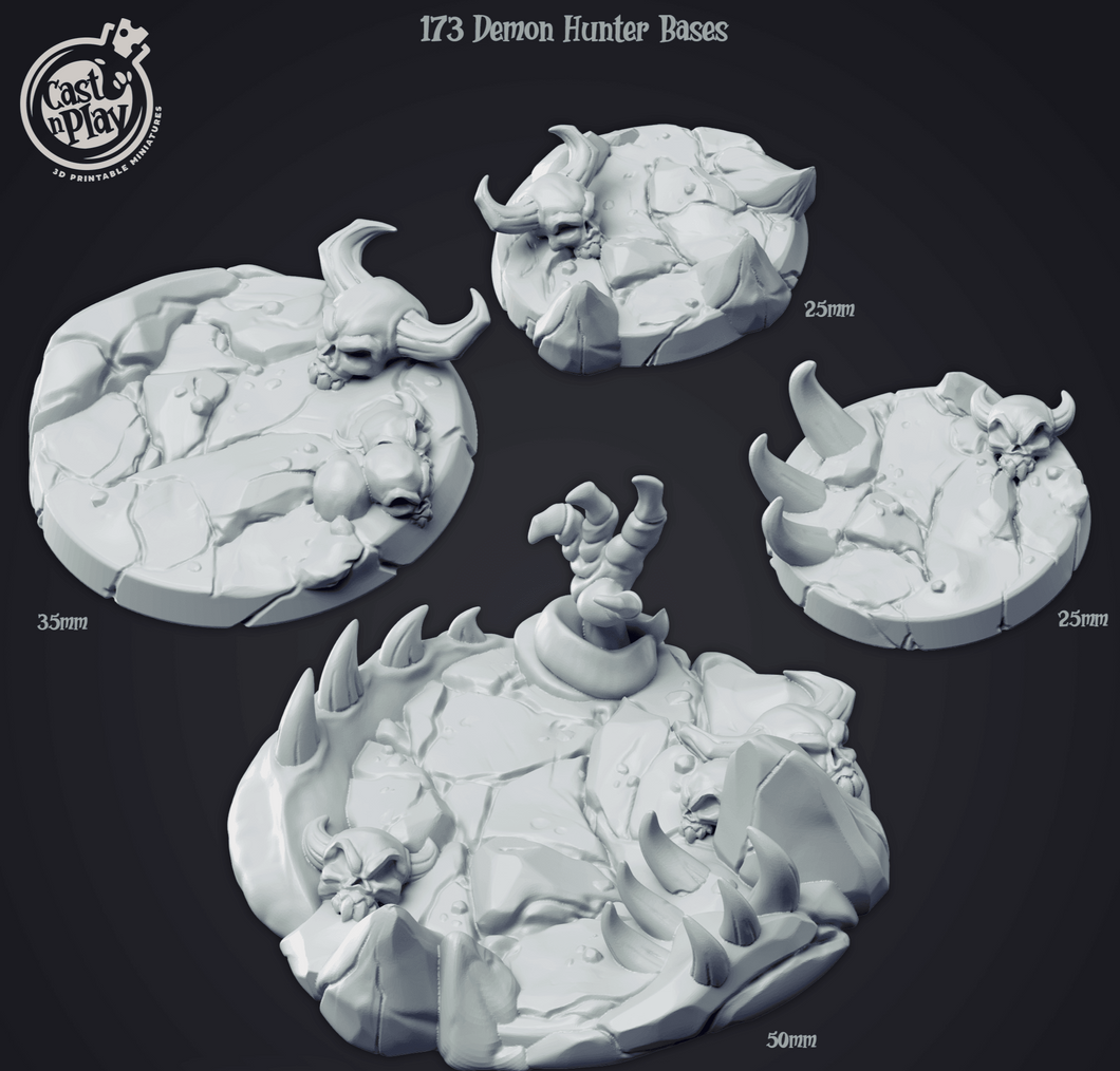 3D Printed Cast n Play Demon Hunter Bases 28mm 32mm D&D - Charming Terrain